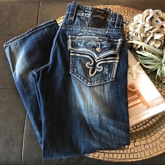 Rock Revival Other - ROCK RIVIVAL DENIM TROY RELAXED STRAIGHT JEANS 34 x 32